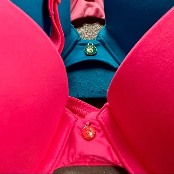 Set of 3 Victoria’s Secret Pinks and Blue Women's Bra Set Lined Demi 36B - Picture 5 of 10